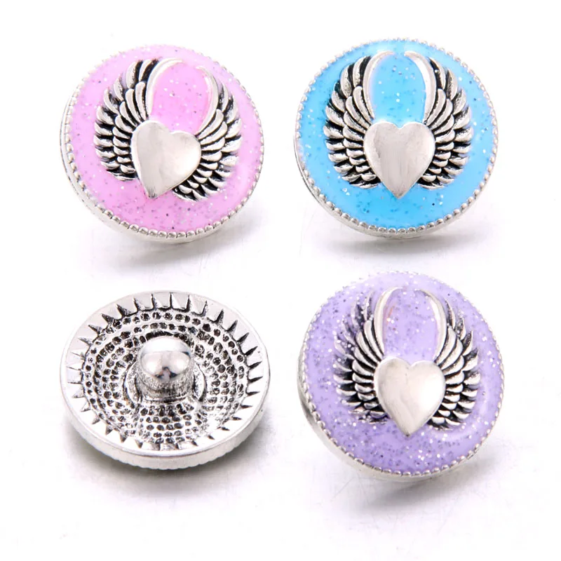 10buc /lot Nouă Clipă de Bijuterii creative Inima aripi de metal Butoane pentru 18MM butoane Bratara colier DIY bijuterii femei bărbați