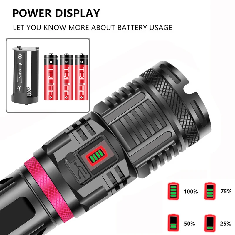 XHP120 16-core 4 Culori Lanterna Led-uri USB Reincarcabila cu Zoom Lanterna COB în aer liber Tactice puternic lanterna utilizarea 3x18650 Baterie