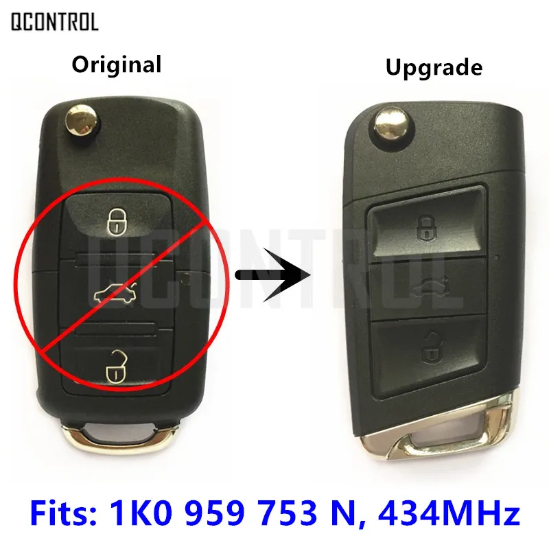 QCONTROL Upgrade-ul sistemului de acces fără cheie de la Distanță Cheie pentru SKODA Octavia/Superb/Yeti Auto Control 1K0959753N / 1K0 959 753 N 434MHz