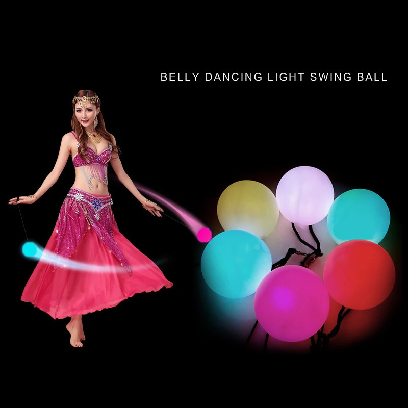 2 bucati = 1 pereche de dans burtă bile RGB glow LED POI aruncat bile de belly dance mână elemente de recuzită de scenă accesorii