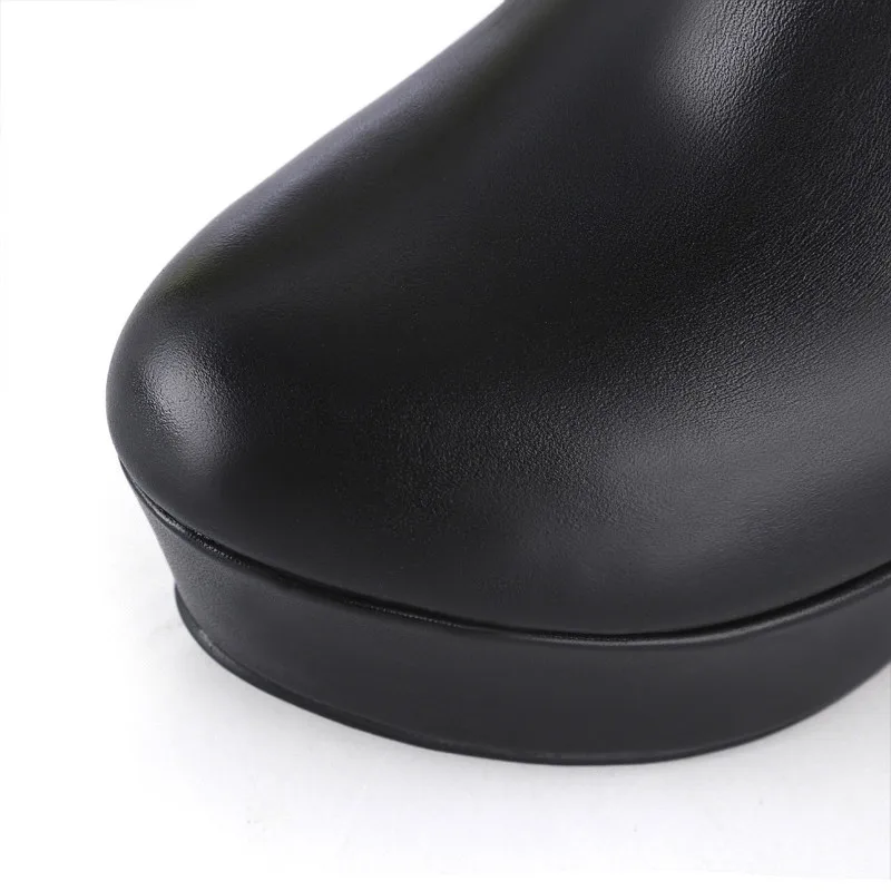 MoonMeek 2020 nou brand din piele de culoare neagră pantofi platforma moda pene rotund toe iarna glezna cizme pentru femei