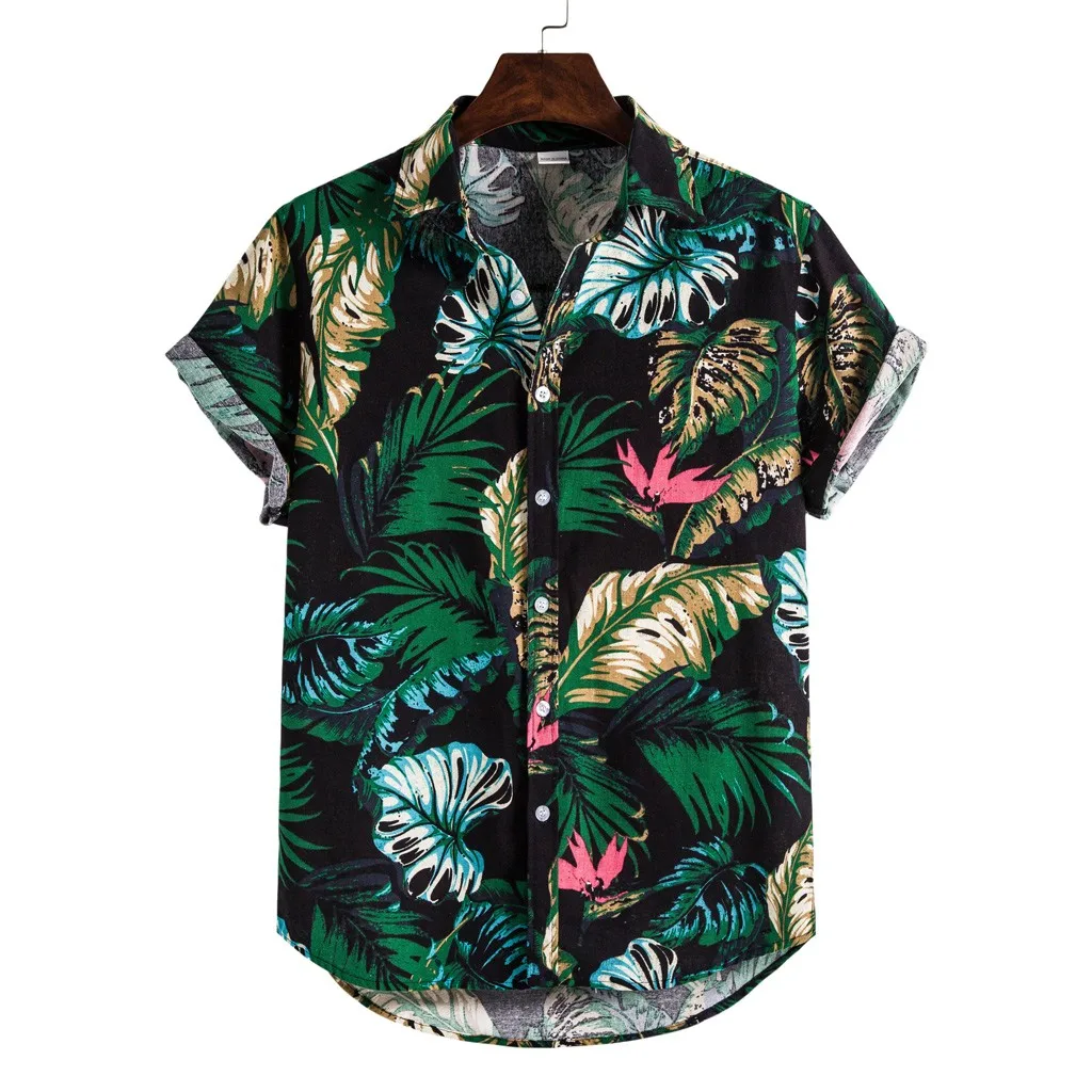 Barbati Tricou 2020 Moda Barbati Casual Butonul Hawaii Imprimare Plaja Maneci Scurte Quick Dry Top Bluza Barbati Haine de Vară Camisas