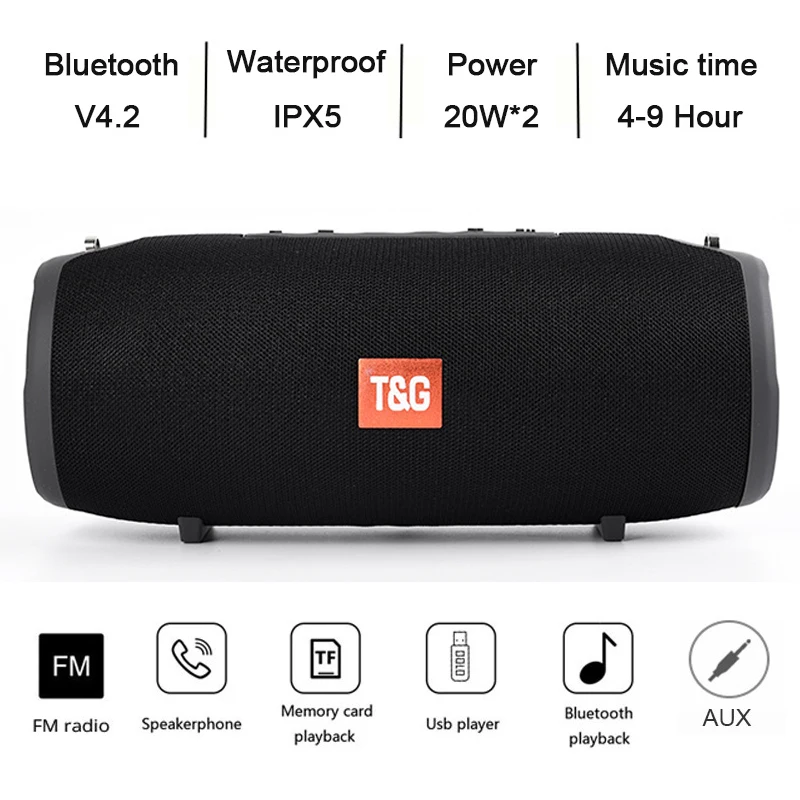 TG118 Difuzor Portabil Bluetooth 40W Wireless de Mare Putere Coloana Subwoofer Centru de Muzică Stereo 3D Stereo FM/TF/AUX 3600mAh