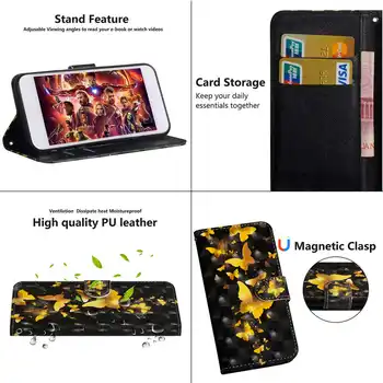 3D Pictat Flip Portofel din Piele Cazuri de Telefon Pentru iphone 12 Mini 11 Pro X XR XS Max 8 7 6 6S Plus Capac Caz Cu Slot pentru Card Holder