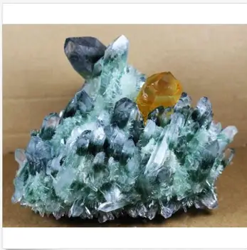 400-500g Noi Găsiți Verde Galben Phantom Cuarț Cluster de Cristal Mineral Specimen de Vindecare