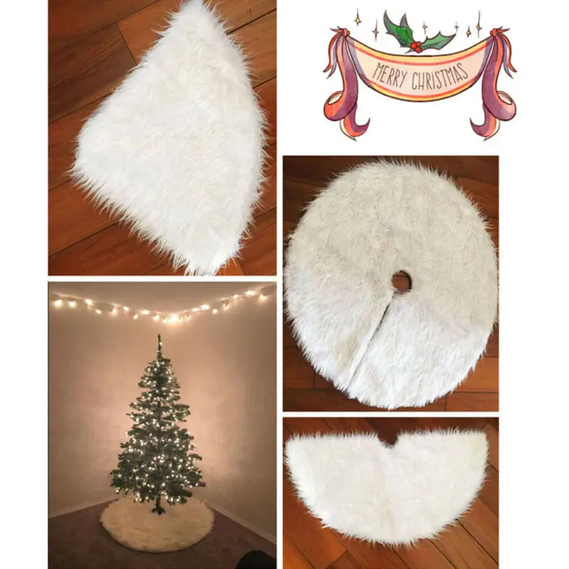 78cm Pom de Crăciun Fuste Crăciun de Pluș Alb Fulg de Zăpadă Covor de Podea de Bază Mat Acoperire Xmas Party Decor Pentru Casa Natal Copac Fuste