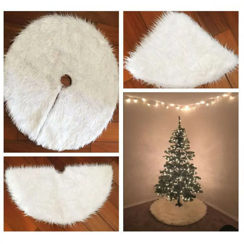 78cm Pom de Crăciun Fuste Crăciun de Pluș Alb Fulg de Zăpadă Covor de Podea de Bază Mat Acoperire Xmas Party Decor Pentru Casa Natal Copac Fuste