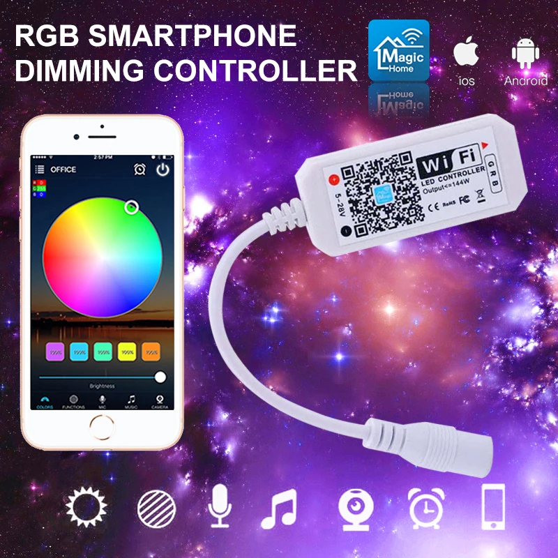 Magic Home DC5V 12V 24V Bluetooth Wireless WiFi Controler RGB/RGBW IR RF Controler cu LED-uri Benzi cu Led-uri Funcționează Cu Alexa Si Google