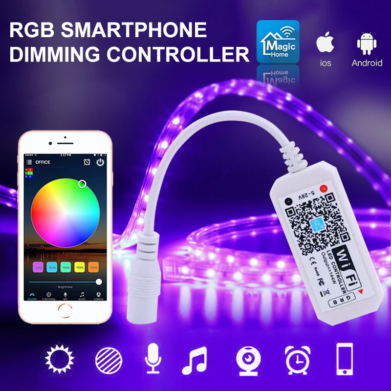 Magic Home DC5V 12V 24V Bluetooth Wireless WiFi Controler RGB/RGBW IR RF Controler cu LED-uri Benzi cu Led-uri Funcționează Cu Alexa Si Google