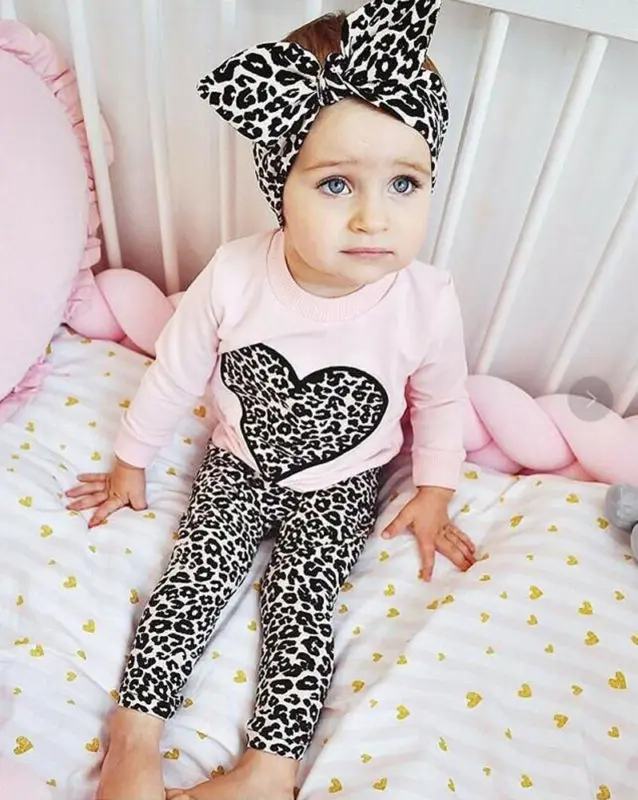 PUDCOCO Nou-nascutului Fata de Leopard de imprimare Haine Topuri Tricou Pantaloni de Trening Tinutele Set Suport cu ridicata