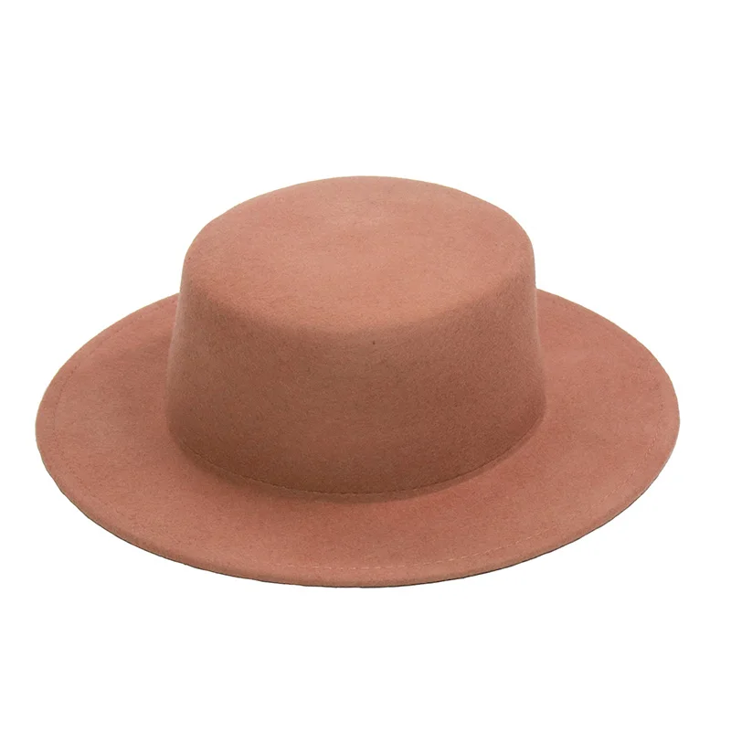 En-Gros De Culoare Albă Wool Fedora Hat Pentru Femei Plat Pălării De Soare Doamnelor Biserica Pălării Pălării De Nunta Elegante Dropshipping