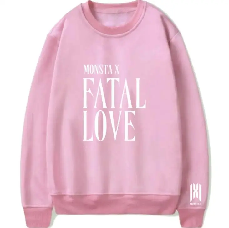 Kpop monsta x nou album de dragoste fatală același imprimare o gât pulover hoodies unisex moda fleece pierde tricoul