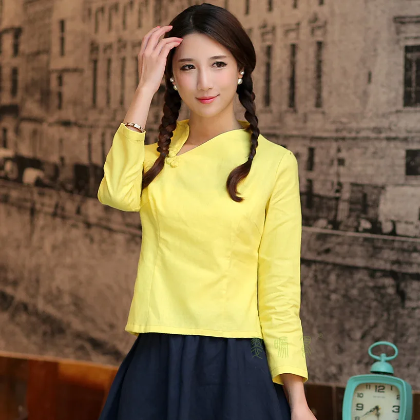 Crescent Camasa Guler Topuri Mujer Camisa de sex Feminin Bluza Tradițională Chineză Femei Lenjerie de pat din Bumbac Imbracaminte Marimea S M L XL XXL