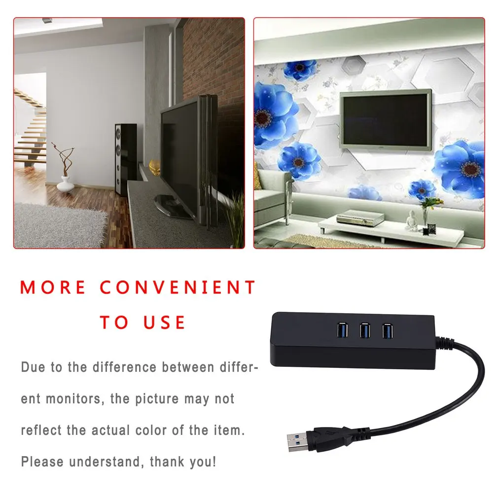 3-Port Hub USB 3.0 Cu RJ45 Gigabit Ethernet Adaptor Convertor LAN cu Fir Adaptor de Rețea USB Pentru Tablete Și Mai mult