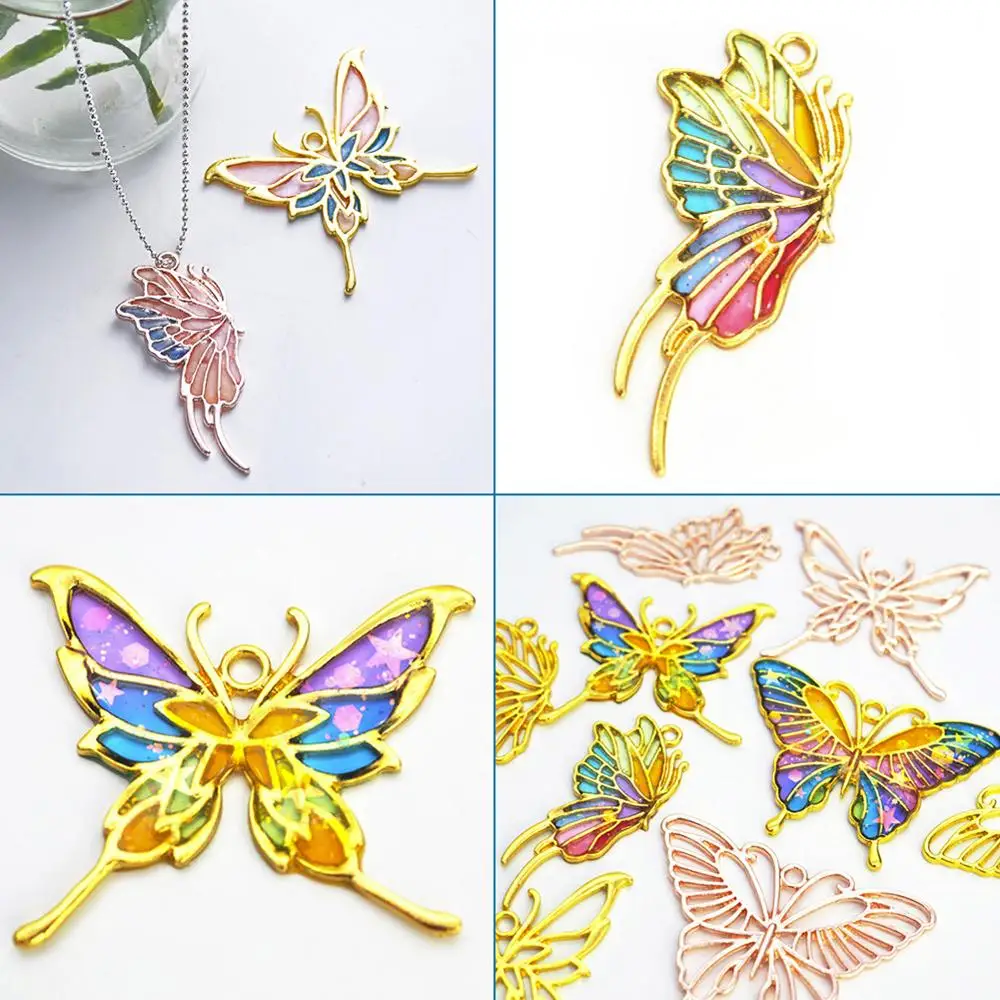 10buc/cutie de Aliaj de Aur Fluture Pandantive Spate Deschis Bezel pentru DIY UV Rășină Colier Bratari DIY Bijuterii de Luare Decor