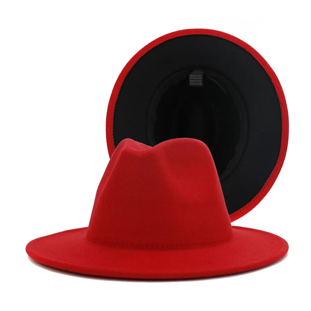 Fedorat pălărie culori amestecate Jazz pălării de cowboy hat pentru femei și bărbați de iarnă bărbați capac rosu cu negru de lână pălărie melon en-gros