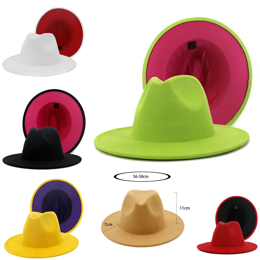 Fedorat pălărie culori amestecate Jazz pălării de cowboy hat pentru femei și bărbați de iarnă bărbați capac rosu cu negru de lână pălărie melon en-gros