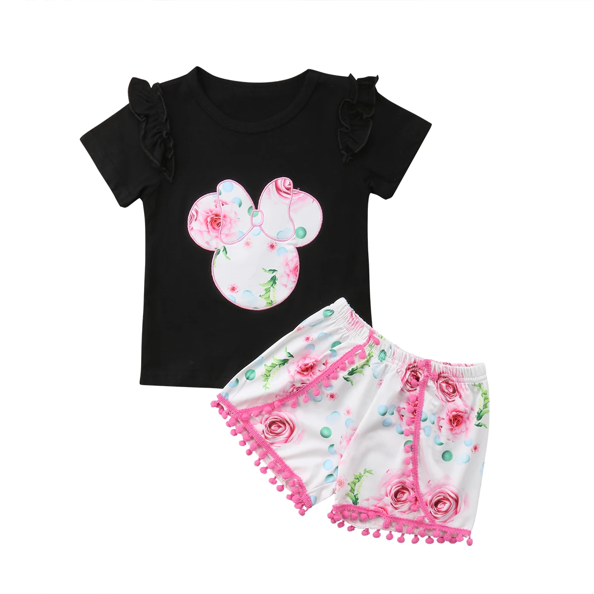 2019 Vară pentru Copii Copilul Fetita Minnie Set Haine cu Maneci Scurte T-shirt, Bluze, pantaloni Scurți Casual Infant Fete pentru Copii Haine