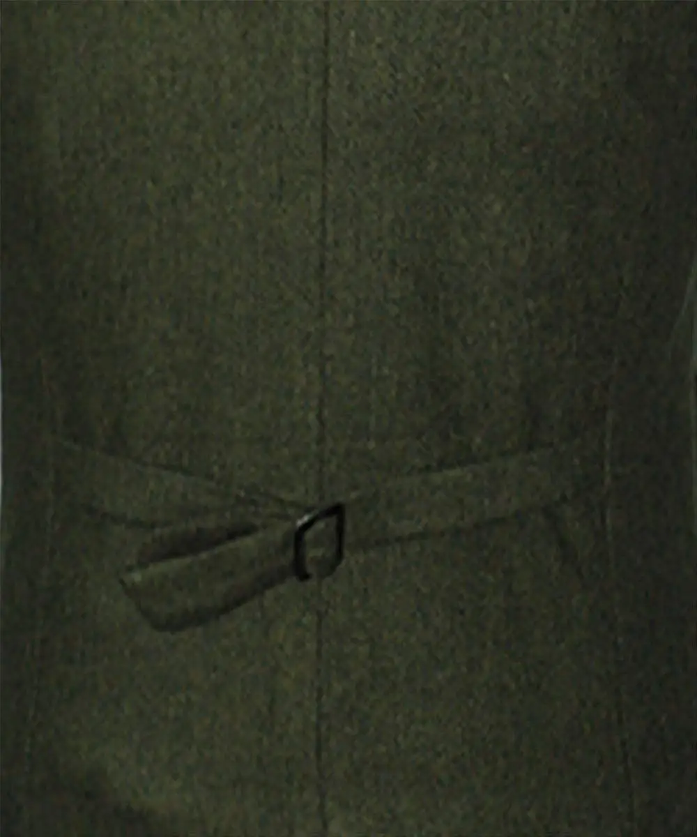 Costum pentru bărbați Formală V Neck Wool Herringbone Tweed Casual Vesta de Afaceri Formal Vesta Groomman Pentru Nunta Verde/Negru/Maro