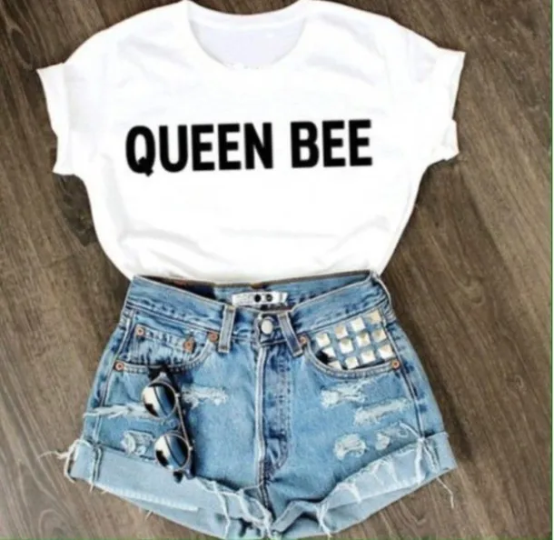 Queen Bee Tricou Sloganul Feministe Femei Tricou De Moda Grafice Drăguț Kawaii Drăguț Grunge Tumblr Estetice Camisetas Vintage Tee Top