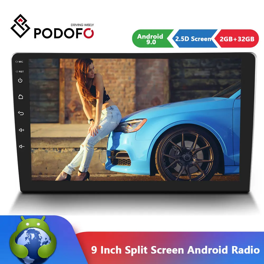 Podofo 9inch android auto Multimedia player universal de Navigare GPS audio stereo radio cu WIFI, bluetooth 2din Nici DVD AutoRadio