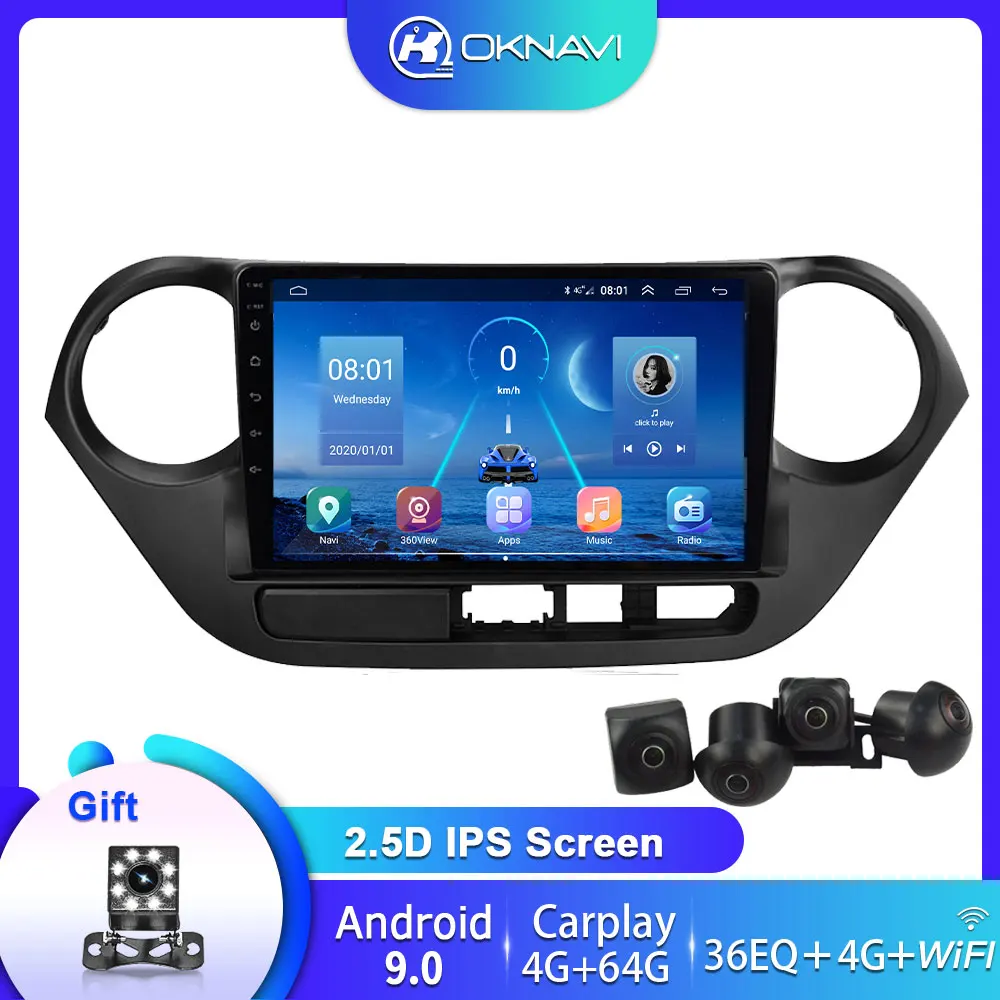 OKNAVI Pentru 9 inch Pentru Hyundai Grand I10-2017 DSP Carplay 360 Camera de Navigare GPS 2 Din Masina Multmedia WIFI BT Jucător de Radio