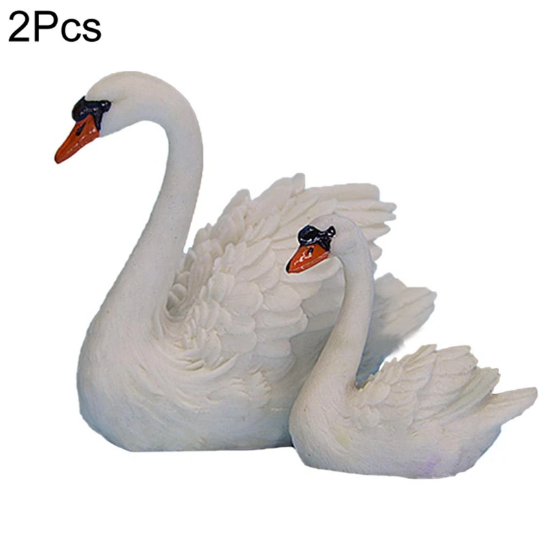 2 buc Mini Swan Rasina de Artizanat Figurine Zână Model Animal pentru Mini Peisaj Acasă Decorare Gradina Gâscă Ornamente