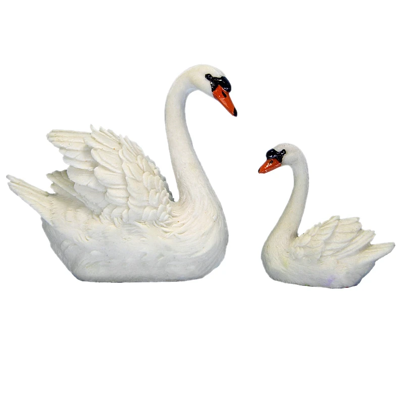 2 buc Mini Swan Rasina de Artizanat Figurine Zână Model Animal pentru Mini Peisaj Acasă Decorare Gradina Gâscă Ornamente