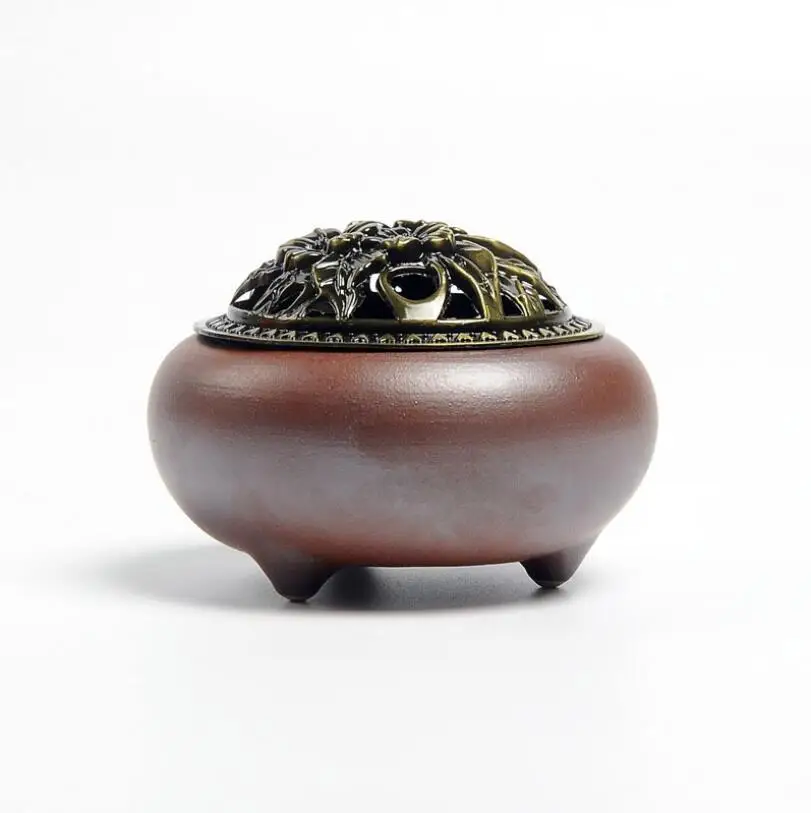NOOLIM Ceramice Tămâie Titularul Aliaj Capac Vintage Retro Chineză Arzător de Tămâie Cădelniță pentru Casa Living Birou Ceainărie