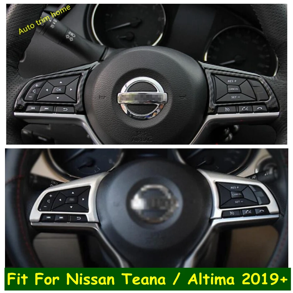 Lapetus Volan Masina de Decorare a Acoperi Trim 2 Pc-uri se Potrivesc Pentru Nissan Altima / Teana 2019 2020 ABS Mat / Aspect Fibra de Carbon
