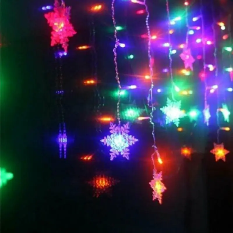 96 LED-uri Fulg de zăpadă Zână Șir Perdea Lumini Sclipire de Crăciun Xmas Decor