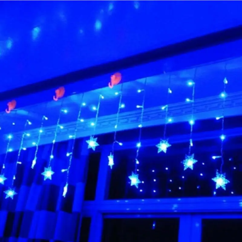 96 LED-uri Fulg de zăpadă Zână Șir Perdea Lumini Sclipire de Crăciun Xmas Decor