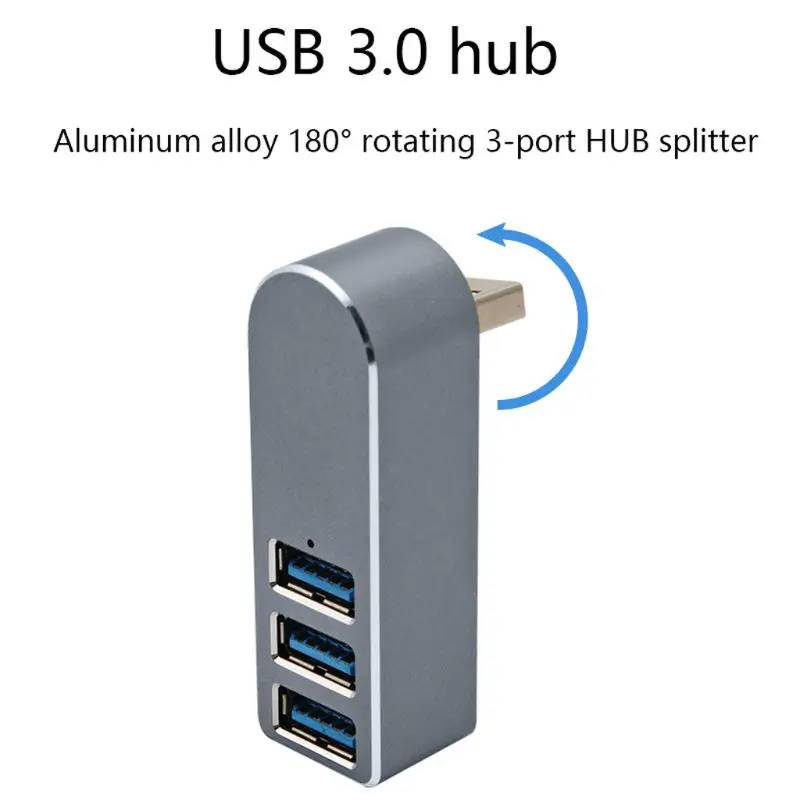 2021 Nou Aliaj de Aluminiu Mini 3 Port USB 3.0 Hub USB Rotativ Splitter Adaptor pentru PC, Laptop
