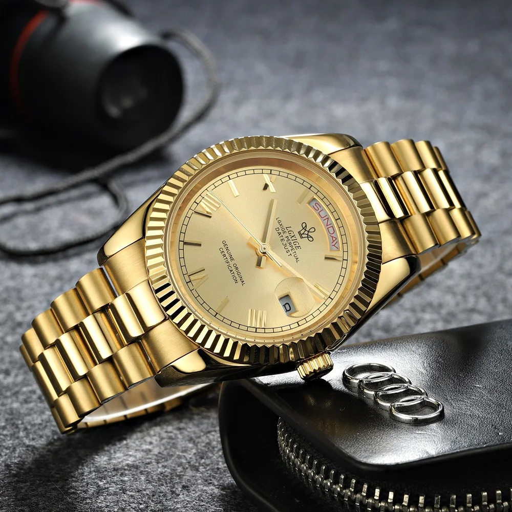 LGXIGE Brand de Lux Ceasuri Barbati Automată Ceas de Aur pentru Bărbați datejust Oțel Inoxidabil rezistent la apa Afaceri Sport AAA Ceas Mecanic