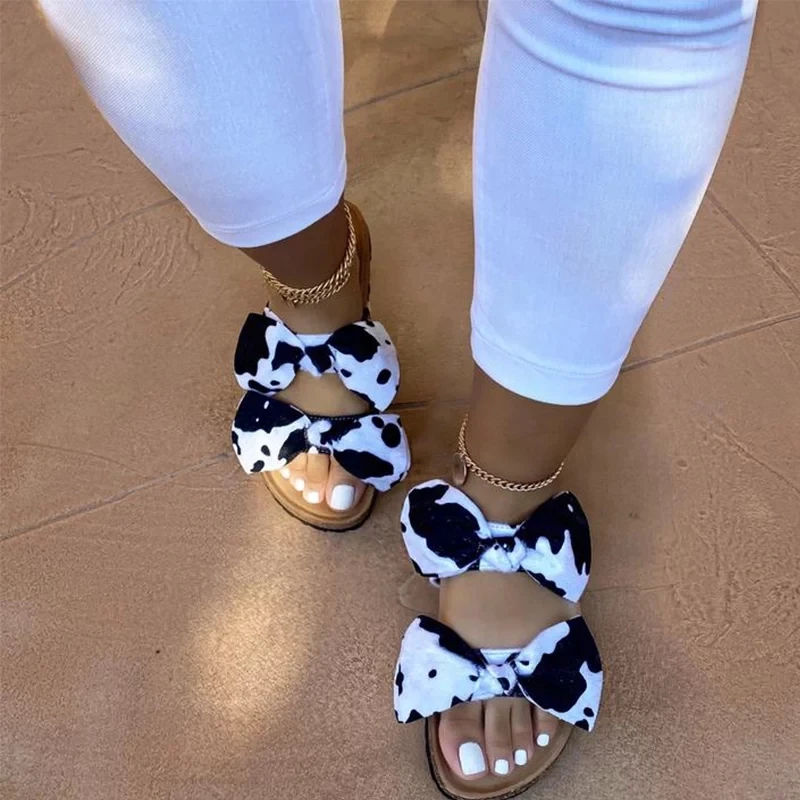 Vara 2020 Moda Turma de Imprimare pentru Femei Papuci de Fluture nod în Afara Sandale Slip-on Doamnelor Drăguț Plat Fierbinte