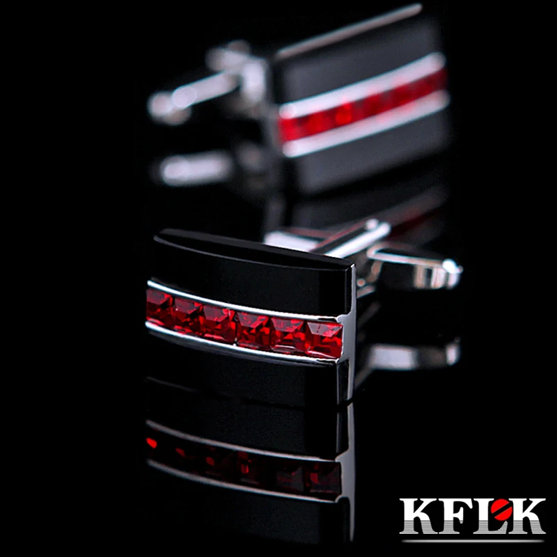 KFLK Bijuterii de moda camasa buton pentru cadou barbati Brand butonul Roșu Crystal cuff link-ul de Înaltă Calitate abotoaduras oaspeții