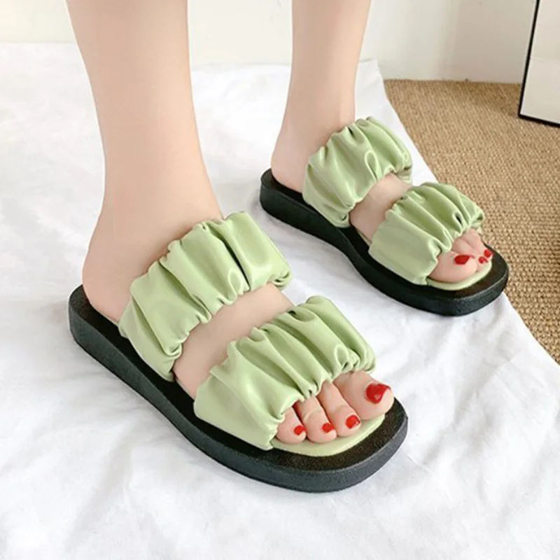 Femei Papuci de Vara pentru Femei din Piele Pu Platforma Slide-uri de sex Feminin Cutat Pantofi Doamnelor Pantofi Casual Femei Comfort Încălțăminte de Plajă