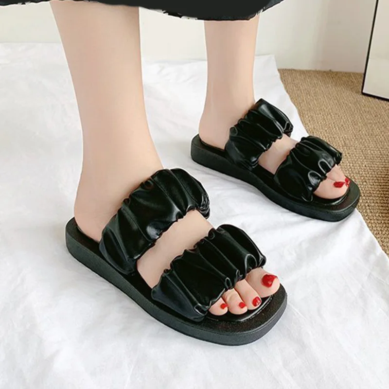 Femei Papuci de Vara pentru Femei din Piele Pu Platforma Slide-uri de sex Feminin Cutat Pantofi Doamnelor Pantofi Casual Femei Comfort Încălțăminte de Plajă