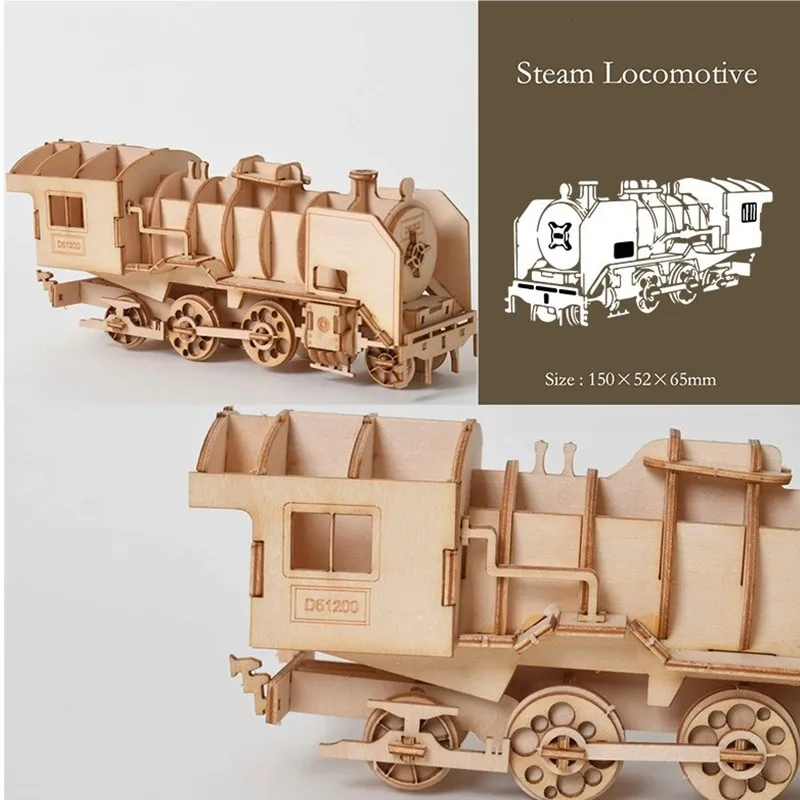 3D Puzzle din Lemn Model DIY Manual Mecanice jucării pentru Copii pentru Adulti Kit de Asamblare Joc navele de tren avion