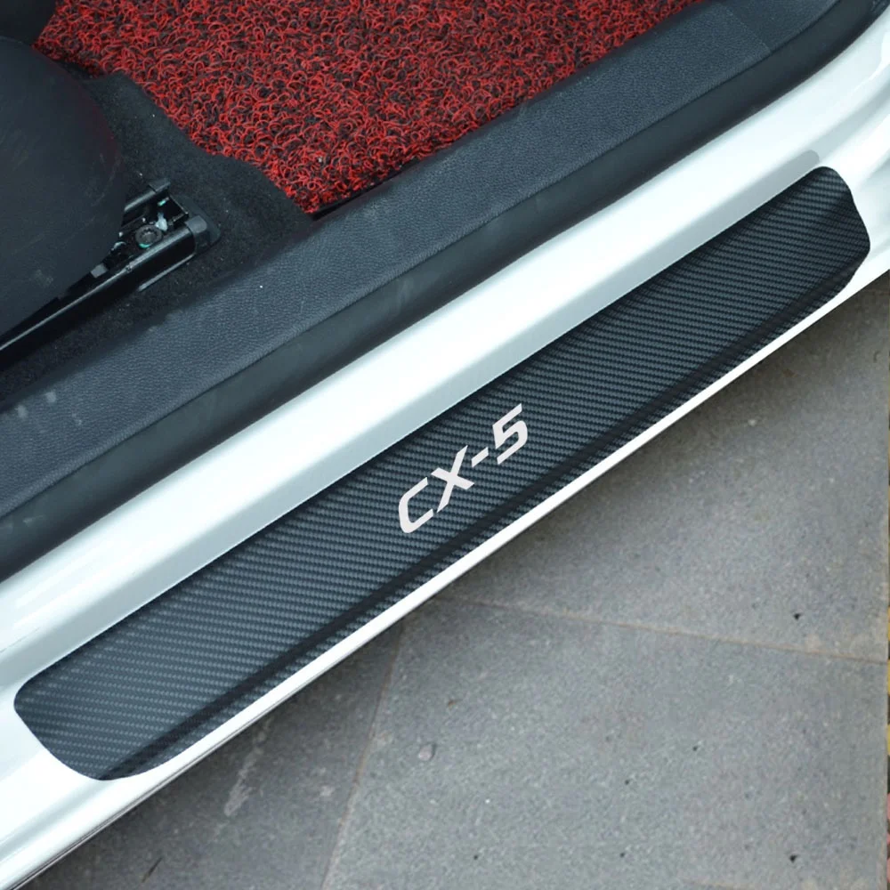 Fibra de Carbon de Vinil Autocolant Auto Pragului de Ușă Protector Scuff Placa Pentru MAZDA CX-5 CX5 Accesorii Auto