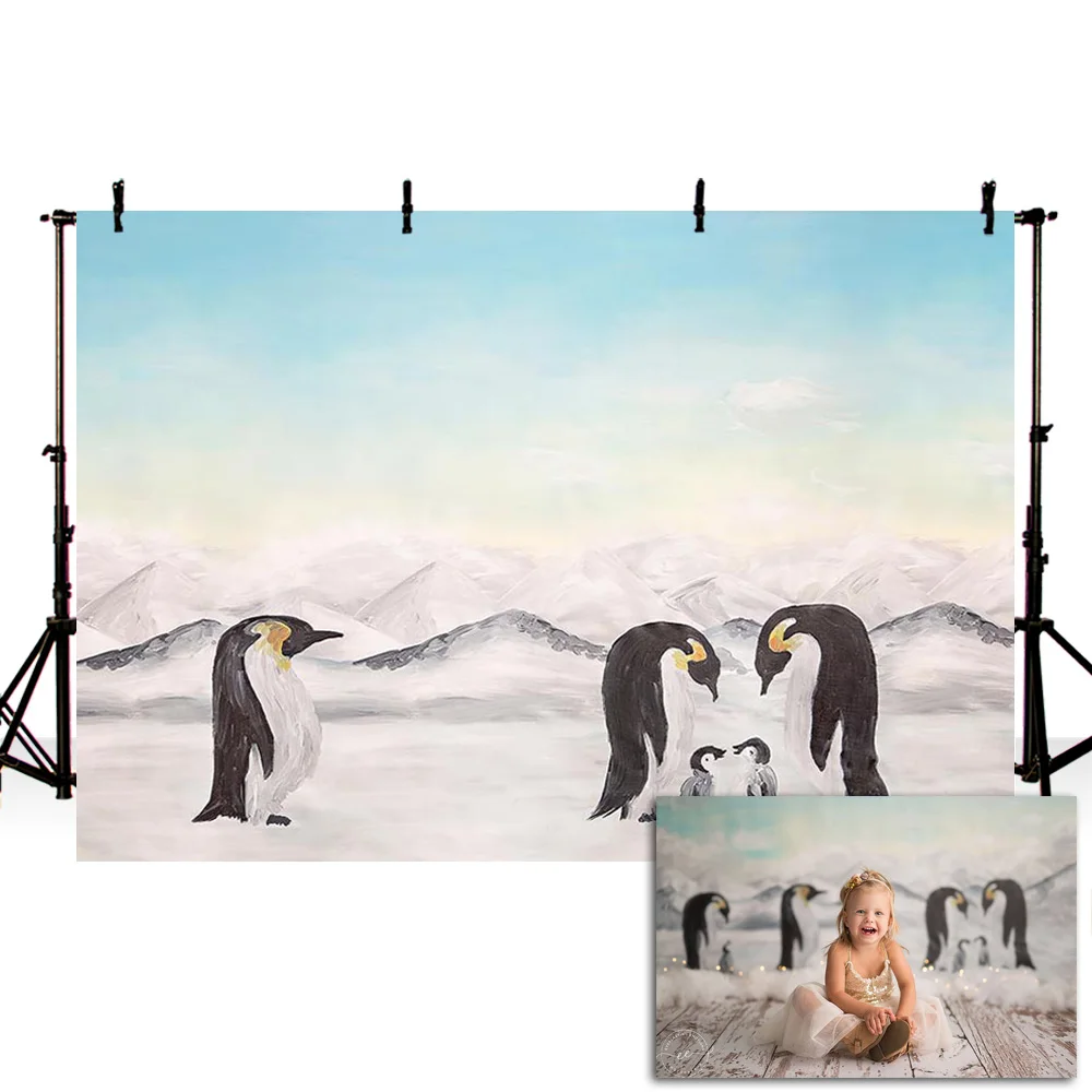 Mehofond Antarctica Pinguin Fondul Frig Zapada Munte Ghețar Copilul Portret, Fotografie de Fundal pentru Studio Foto Photophone