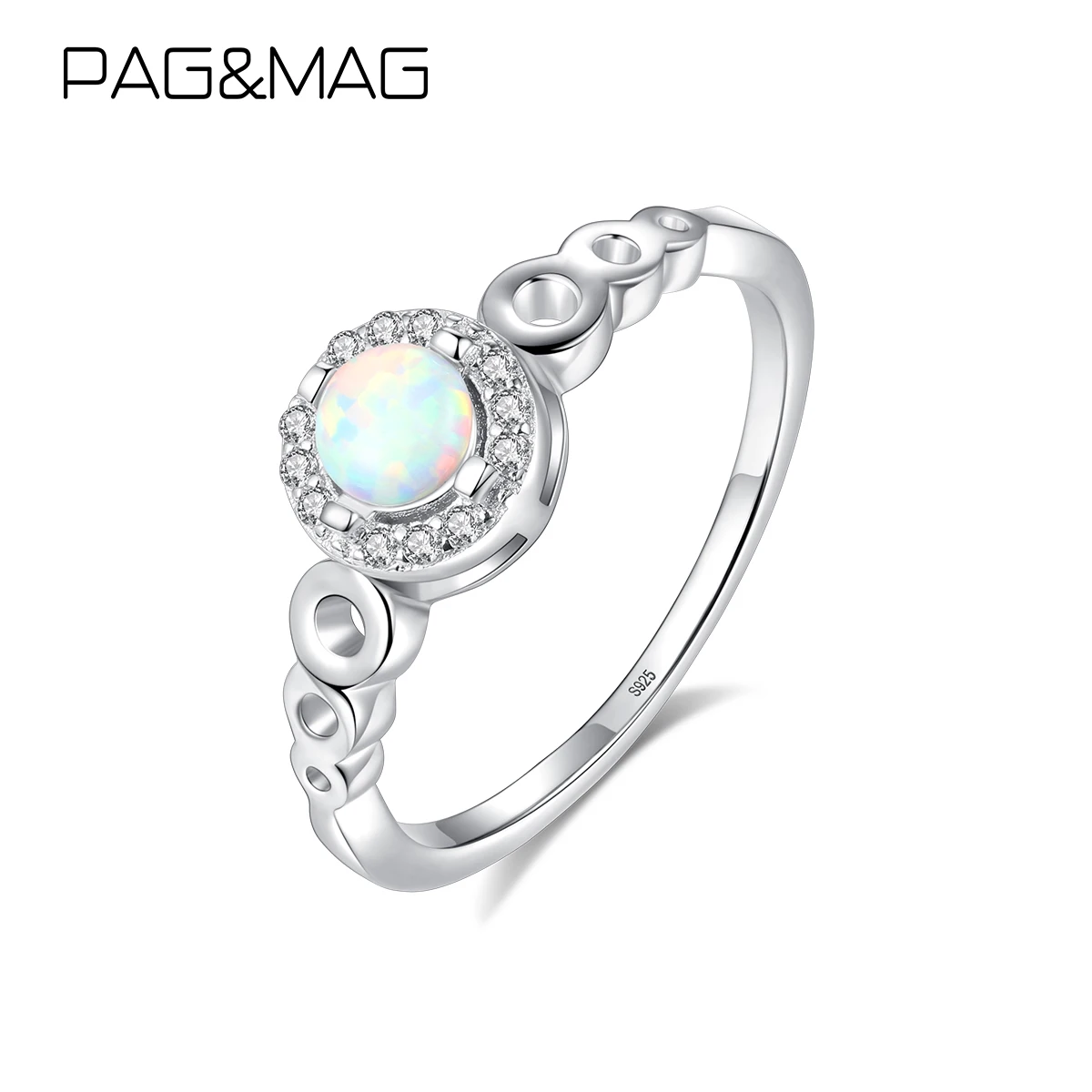 PAG&MAG Romantic 4mm VVS Opal Piatră prețioasă Inel Argint 925, Inel Pentru Femei Promite Trupa de Nunta Bagues Pour Femme SR0295