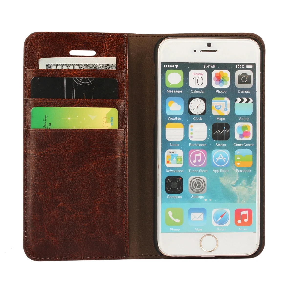 Real de lux piele de vacă din piele Telefon cover portofel geanta slot pentru card de caz flip pentru iPhone SE 5 5S 6 6S Plus 7 7 Plus