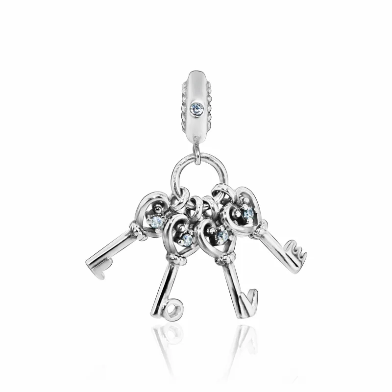 Noi Argint 925 în Formă de Inimă Cheile Legăna Margele se Potrivesc Original Pandora Farmecul Bratari Femei DIY Moda Bijuterii Cadou