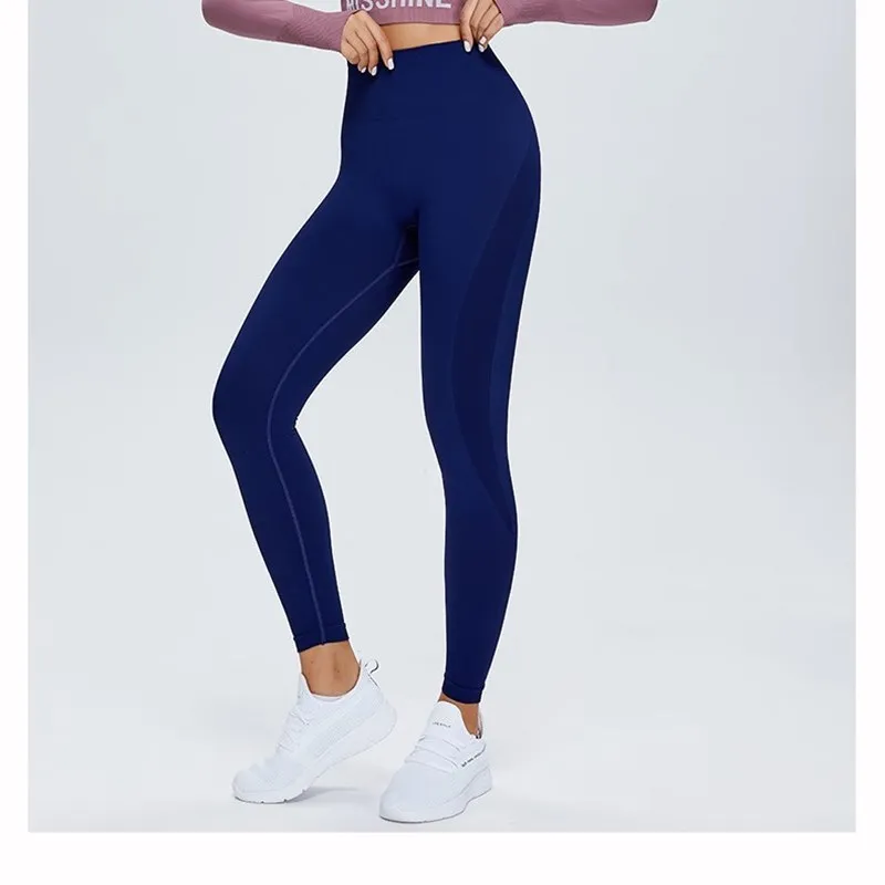 Sport femei pantaloni de yoga respirabil piersic hip fitness pantaloni talie mare stramte stretch pantaloni fără sudură
