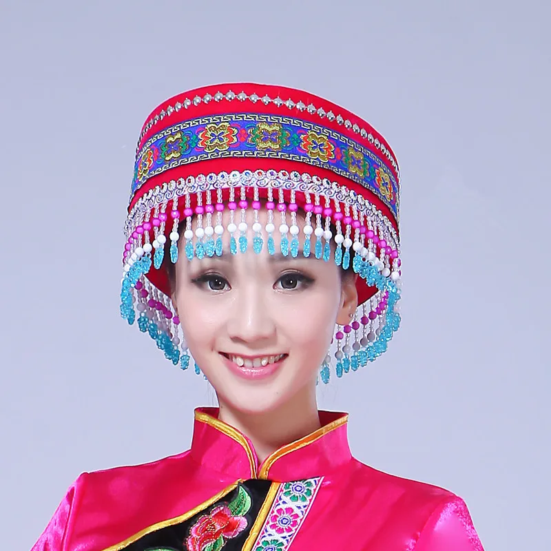 4 stiluri china minoritate caciula cu ciucure pentru adulți epocă bentita miao îmbrăcăminte cap purta miao pălărie de dans uzura cap