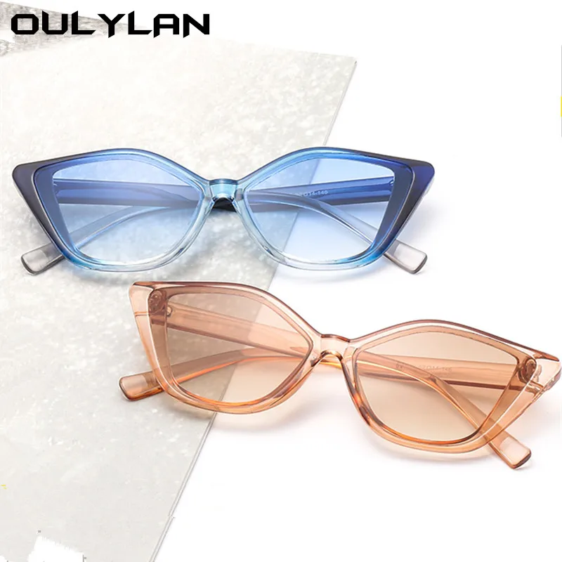 Oulylan Ochi de Pisica ochelari de Soare Femei Bărbați Vintage Gradient de Ochelari de Soare Ochelari de protecție pentru Damele de Lux, UV400 ochelari de soare Albastru Leopard Ochelari