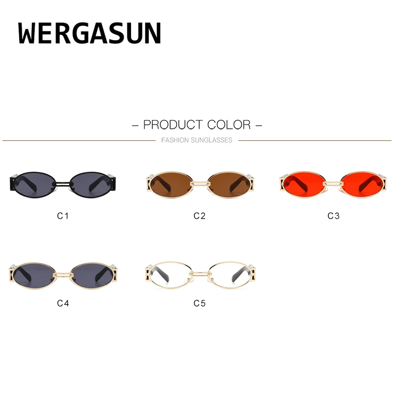 WERGASUN Epocă ochelari de Soare Barbati 2020 Nou de Lux ochelari de Soare pentru Femei Oval Punk Ochelari Ochelari de UV400 Gafas de sol