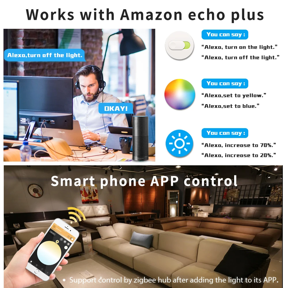 GLEDOPTO Smart Home Bec cu Reflector RGB Și Alb Cald GU10 Zigbee 5W RGBW GU10 Lucra Cu Amazon Echo Plus SmartThing AC100-240V