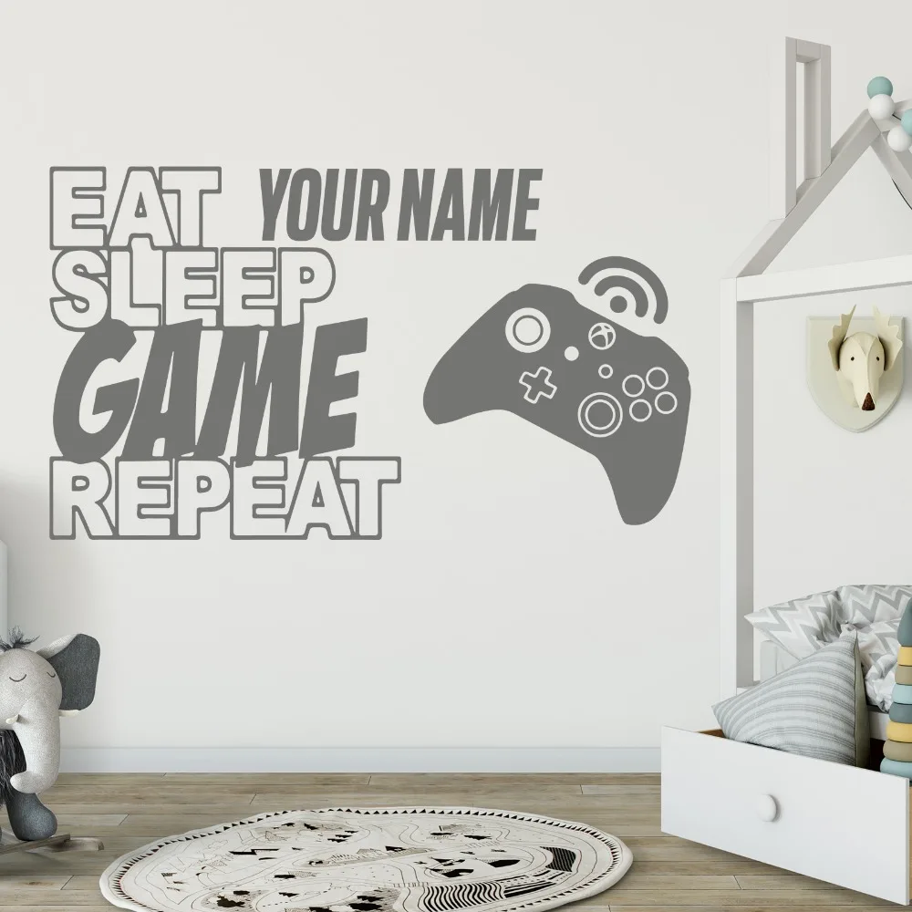 Nume Personalizat Mananci, Dormi Repeta Jocul Cita Autocolant De Perete Camera Copii Dormitor Personalizat Numele Xbox Perete Decal Vinil Cameră De Joacă Pentru Arta